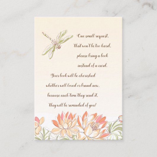 Lotus Flower en Dragon Fly Boek Aanvraag Kaart (Voorkant)