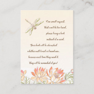 Lotus Flower en Dragon Fly Book Request Card Informatiekaartje
