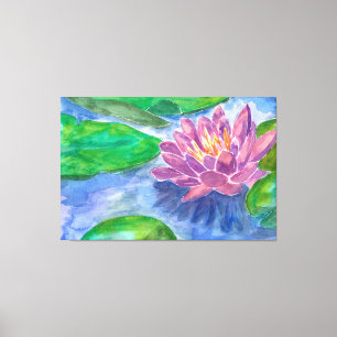 Lotus Flower en Green Planten Canvas Afdruk