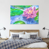 Lotus Flower en Green Planten Canvas Afdruk (Insitu (Slaapkamer))