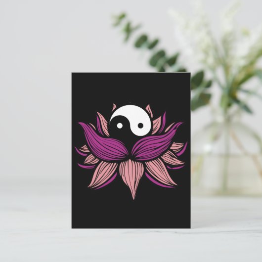 Lotus Flower en Yin Yang Briefkaart (Staand voorkant)