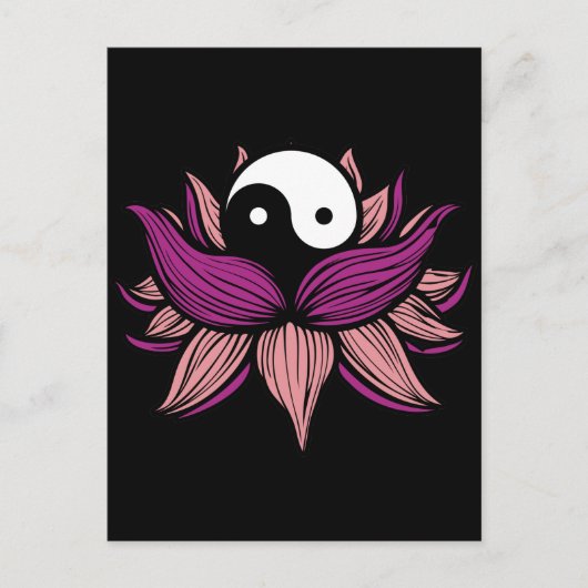 Lotus Flower en Yin Yang Briefkaart (Voorkant)