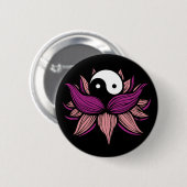 Lotus Flower en Yin Yang Ronde Button 5,7 Cm (Voorkant /achterkant)