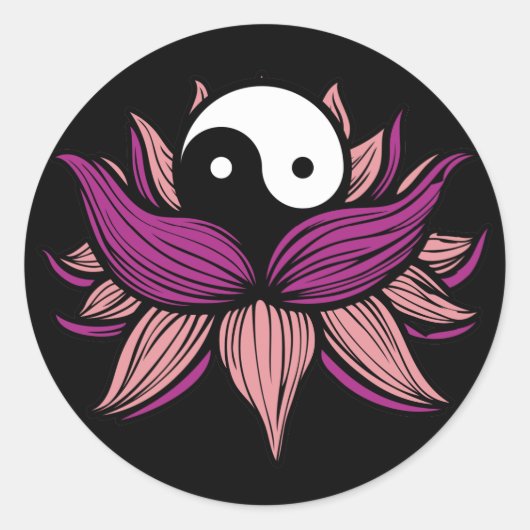 Lotus Flower en Yin Yang Ronde Sticker (Voorkant)
