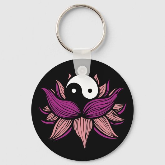 Lotus Flower en Yin Yang Sleutelhanger (Voorkant)