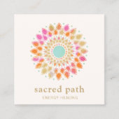 Lotus Flower Floral Mandala Vierkante Visitekaartje (Voorkant)