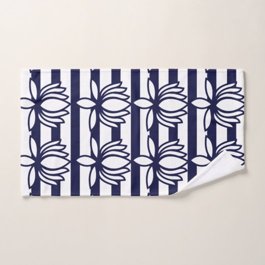 Lotus Flower Floral Stripe Pattern Bad Handdoek (Handdoek)