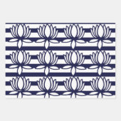 Lotus Flower Floral Stripe Pattern Inpakpapier Vel (Voorkant 2)