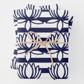Lotus Flower Floral Stripe Pattern Inpakpapier Vel (In situ)
