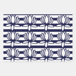 Lotus Flower Floral Stripe Pattern Inpakpapier Vel