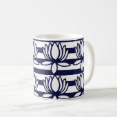 Lotus Flower Floral Stripe Pattern Koffiemok (Voorkant rechts)