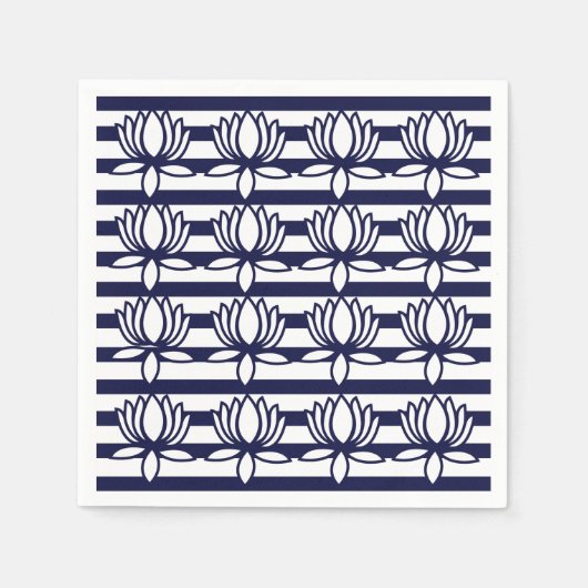 Lotus Flower Floral Stripe Pattern Servet (Voorkant)