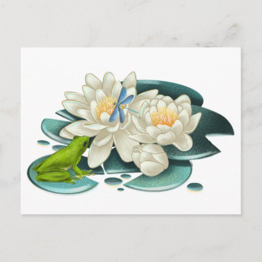 Lotus Flower, Frog and Dragonfly Briefkaart (Voorkant)