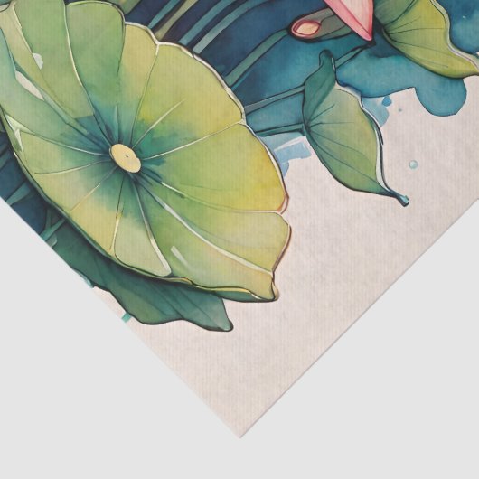 Lotus Flower Frog Schattige Froggy Flowers Tissuepapier (Detail)