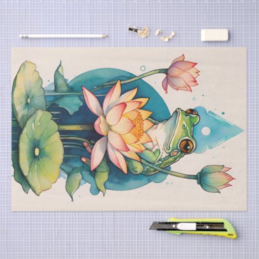 Lotus Flower Frog Schattige Froggy Flowers Tissuepapier (Craft)
