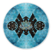 Lotus flower - Geometry Sacred - Blue Crystal Keramische Knop (Voorkant)
