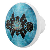 Lotus flower - Geometry Sacred - Blue Crystal Keramische Knop (Rechts)