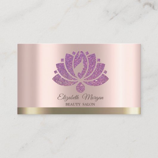Lotus Flower Glitter Roos Gold Beauty Salon Visitekaartje (Voorkant)