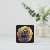 Lotus Flower Gold Art Logo Healing Yoga Holistic Vierkante Visitekaartje (Staand voorkant)