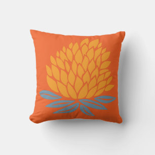Lotus Flower Gold Blue Oranje Kussen