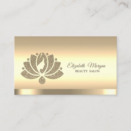 Lotus Flower Gold Glitter Beauty Salon Visitekaartje (Voorkant)