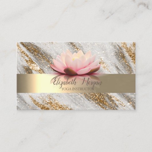 Lotus Flower Gold Glitter Yoga Visitekaartje (Voorkant)