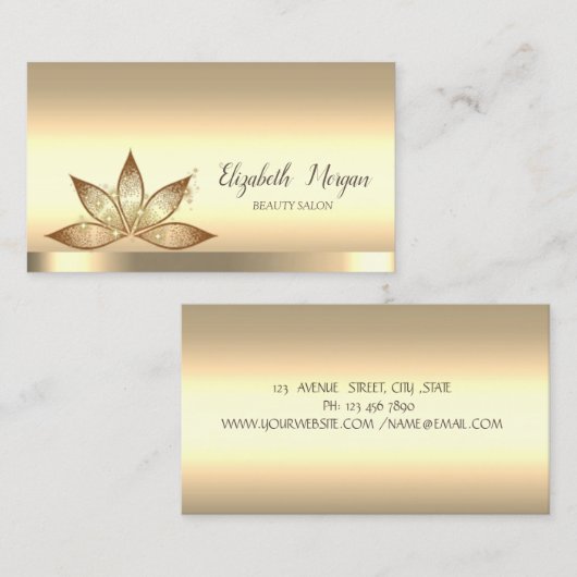 Lotus Flower Gold Sparkle Visitekaartje (Voorkant / Achterkant)