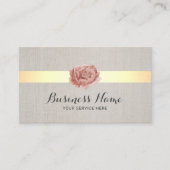 Lotus Flower Gold Stripe Elegant Linen Salon Spa Visitekaartje (Voorkant)