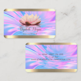 Lotus Flower Gold Stripe Holographic Yoga Visitekaartje