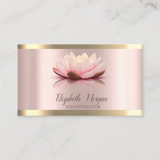 Lotus Flower Gold Stripe Roos Gold Yoga Instructor Visitekaartje (Voorkant)