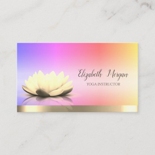 Lotus Flower Gold Stripe Yoga Instructor Visitekaartje (Voorkant)