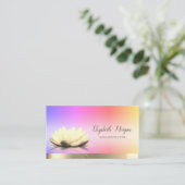 Lotus Flower Gold Stripe Yoga Instructor Visitekaartje (Staand voorkant)