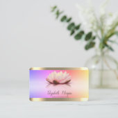 Lotus Flower Gold Stripes Ombre Yoga Instructor Visitekaartje (Staand voorkant)