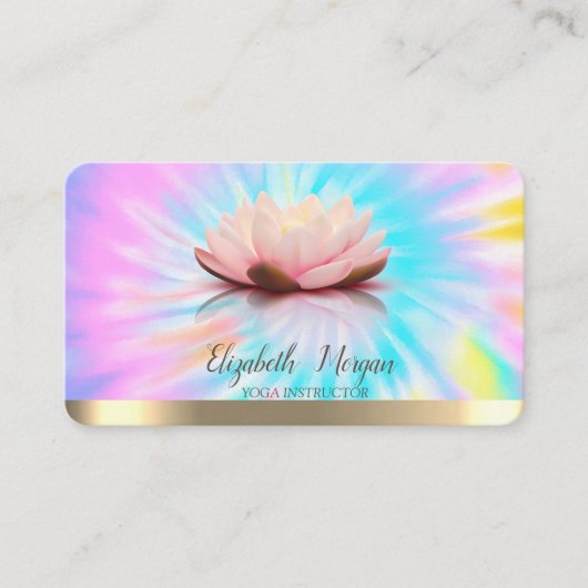 Lotus Flower Gold Stripes Yoga Instructor Tie Visitekaartje (Voorkant)