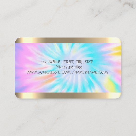 Lotus Flower Gold Stripes Yoga Instructor Tie Visitekaartje (Achterkant)