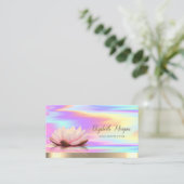 Lotus Flower Gold Yoga Instructor Holographic Visitekaartje (Staand voorkant)