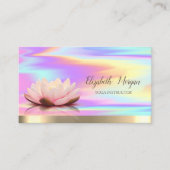 Lotus Flower Gold Yoga Instructor Holographic Visitekaartje (Voorkant)