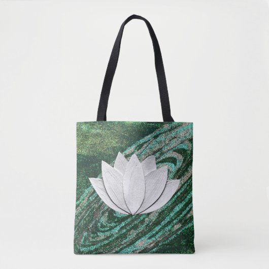 Lotus Flower Green Galaxy Canvas tas (Voorkant)