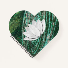 Lotus Flower Green Galaxy Heart Shape Notitieboek
