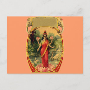  Lotus Flower Hindu Goddess Lakshmi Briefkaart