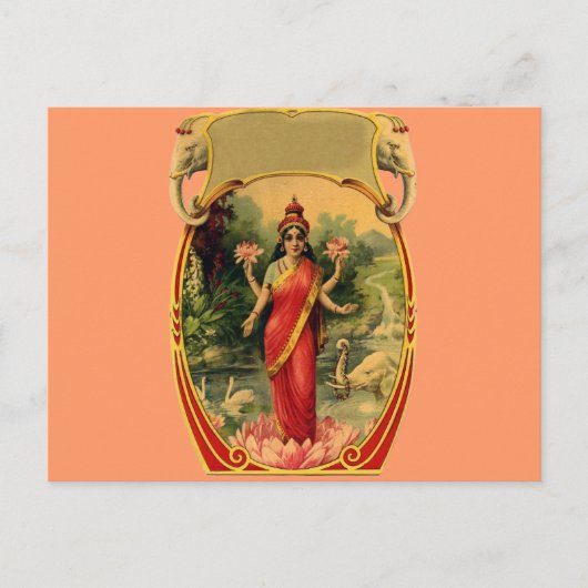  Lotus Flower Hindu Goddess Lakshmi Briefkaart (Voorkant)