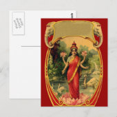Lotus Flower Hindu Goddess Lakshmi Briefkaart (Voorkant / Achterkant)