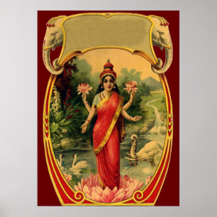 Lotus Flower Hindu Goddess Lakshmi Poster