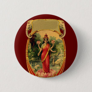  Lotus Flower Hindu Goddess Lakshmi Ronde Button 5,7 Cm