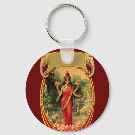  Lotus Flower Hindu Goddess Lakshmi Sleutelhanger (Voorkant)