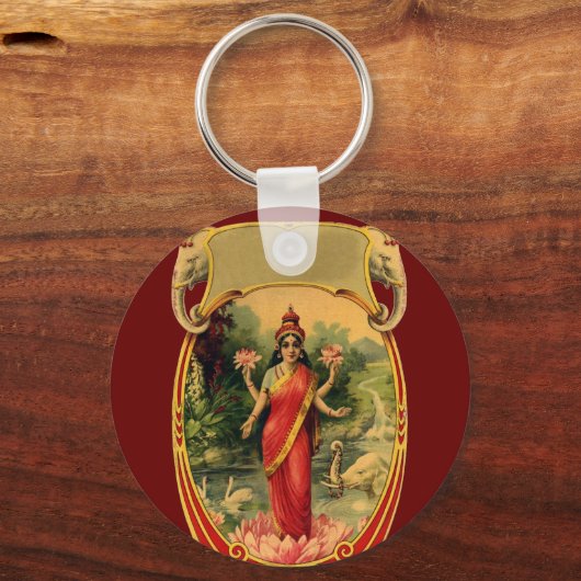  Lotus Flower Hindu Goddess Lakshmi Sleutelhanger (Voorkant)