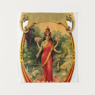 Lotus Flower Hindu Goddess Lakshmi Wandkleed