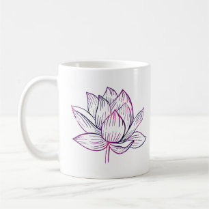 Lotus Flower Illustration Dark Paars Koffiemok