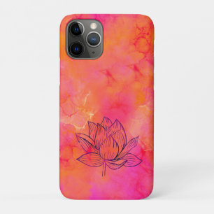 Lotus Flower Illustration Pink Ink Art Yoga Case-Mate iPhone Case