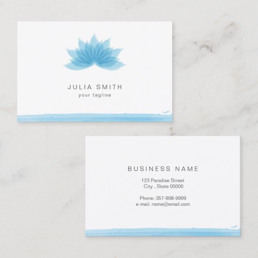 Lotus flower in blauwe kleur visitekaartje (Voorkant / Achterkant)